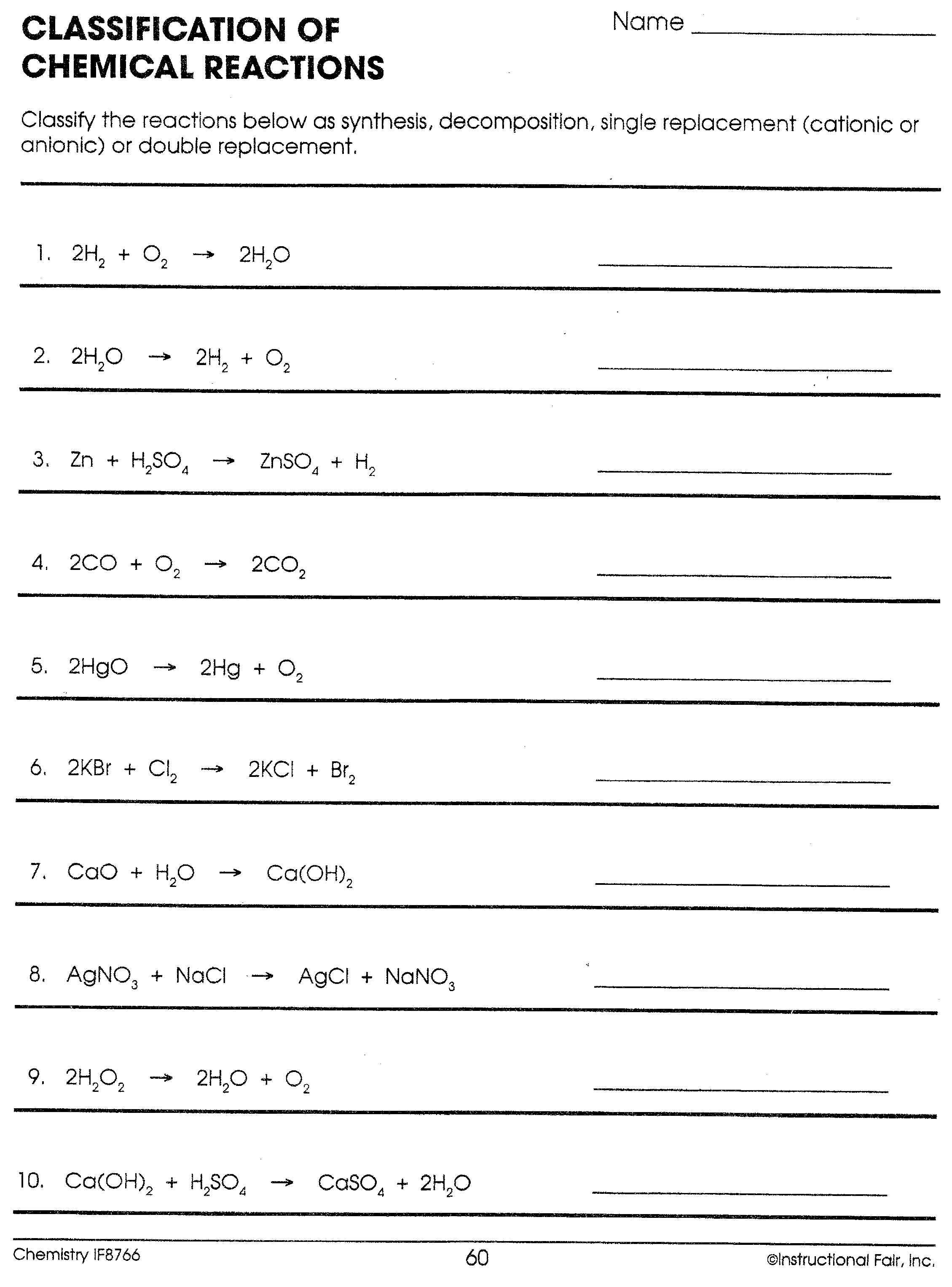 Daniel Davis: December 20 Archives Inside Classification Of Chemical Reactions Worksheet