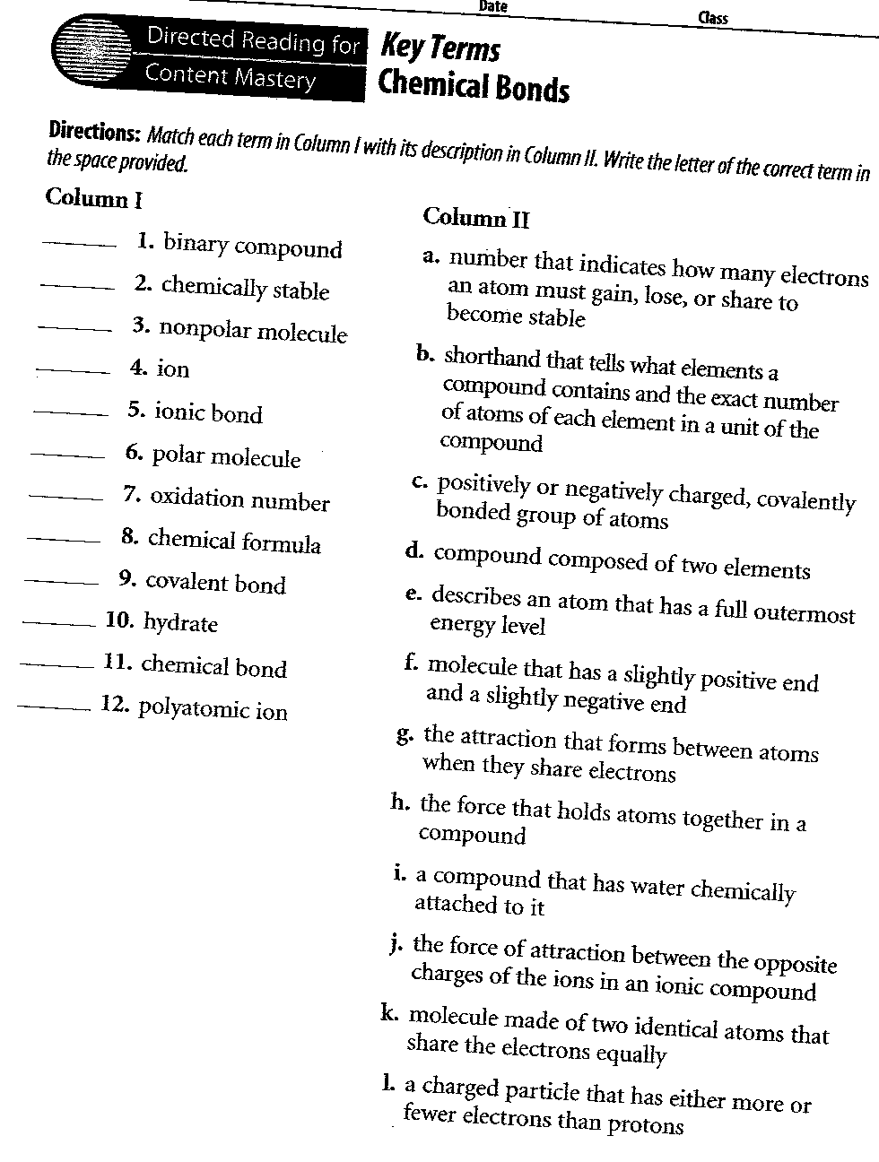 Types Of Chemical Bonds Worksheet Answer Key Clever Fashion Media