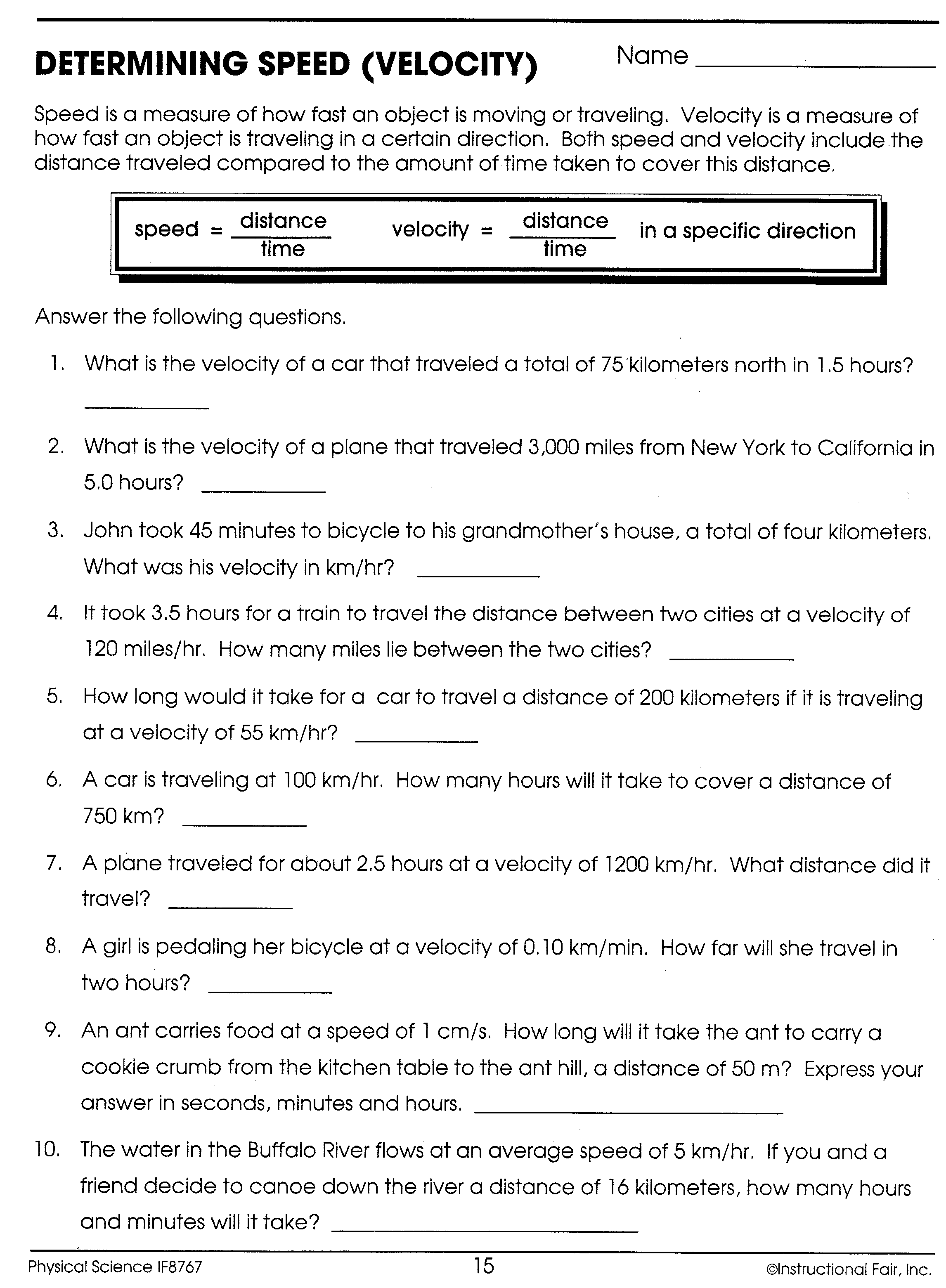 Speed & Velocity - Lessons - Blendspace Pertaining To Determining Speed Velocity Worksheet