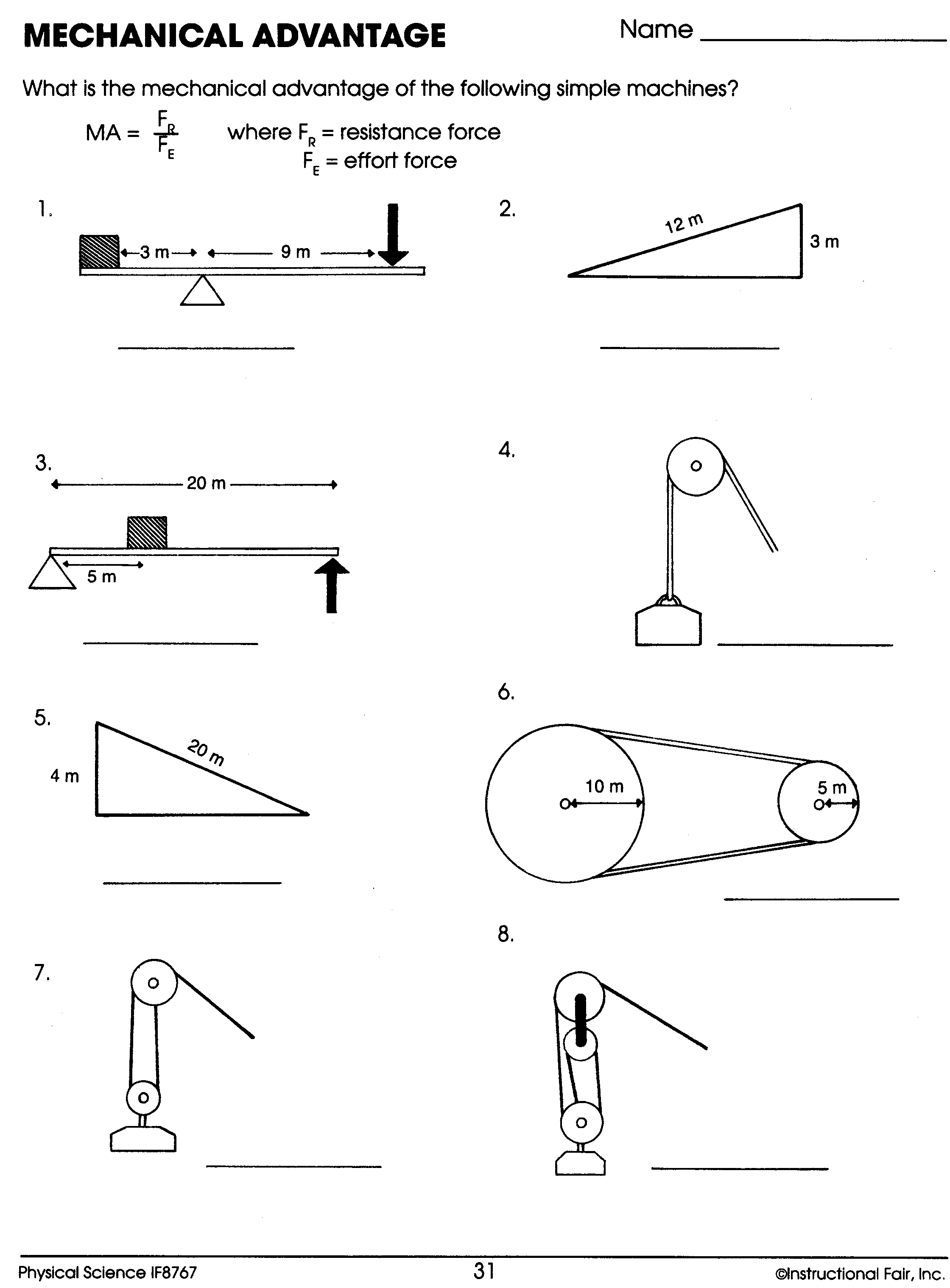 Physical Science Simple Machines Worksheets | TUTORE.ORG - Master of